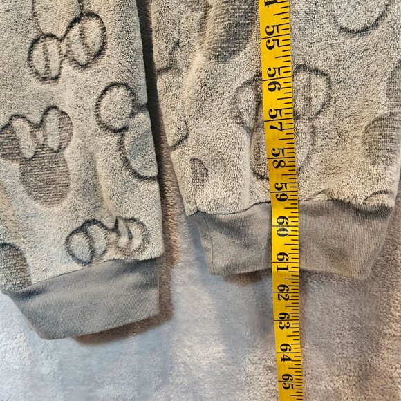 Disney Mickey Mouse Hooded Womens Large One piece Pajamas Hood Ears Pom-Poms Zip - Picture 5 of 13